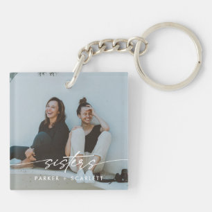Modern Sisters Create Your Own Photo Script Key Ring