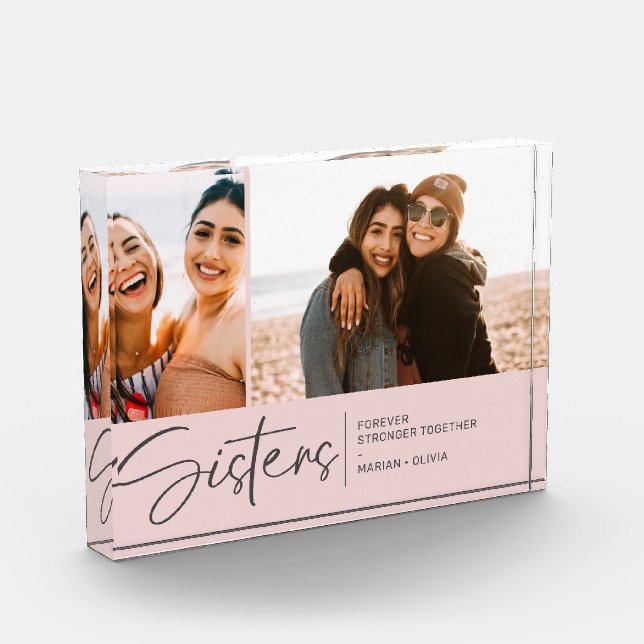 Modern Sisters Keepsake Two Photos Blush Pink (Left)