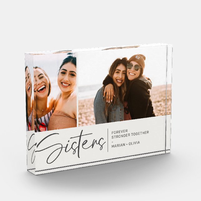 Modern Sisters Keepsake Two Photos Pale Cream (Left)