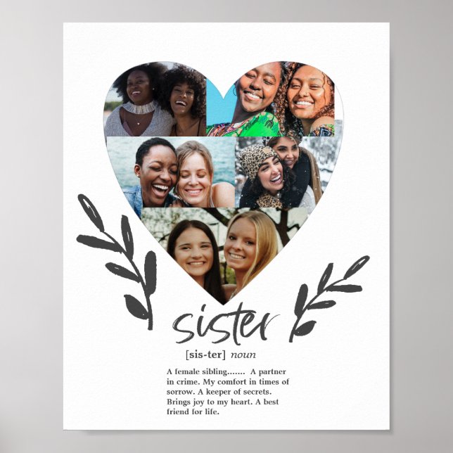 Modern Sisters Quote Photo Heart  Poster (Front)