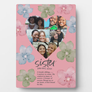 Modern Sisters Quote Pink Heart Floral Plaque