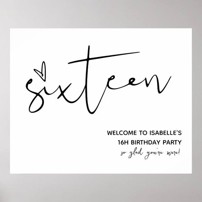 Modern Sixteen Welcome Sign (Front)