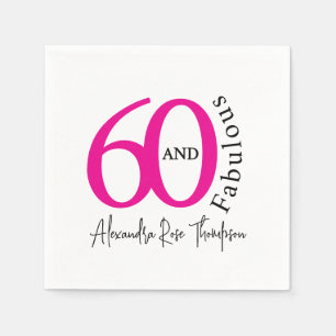 Modern Sixty and Fabulous 60th Birthday Party Napkin