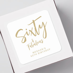 Modern Sixty and Fabulous Bold 50th Birthday Party Square Sticker