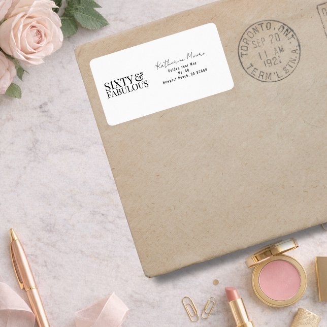 Modern Sixty and Fabulous Bold 60th Birthday Party Label (Creator Uploaded)