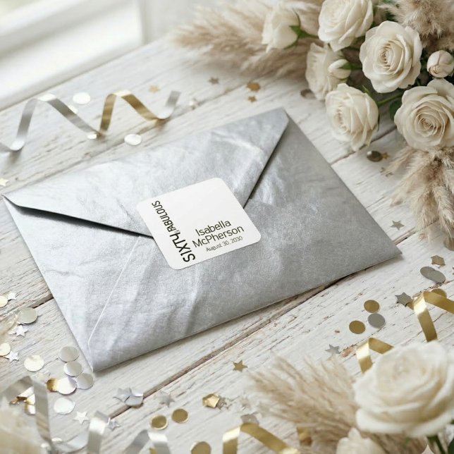 Modern Sixty and Fabulous Bold Birthday Party Square Sticker (Creator Uploaded)