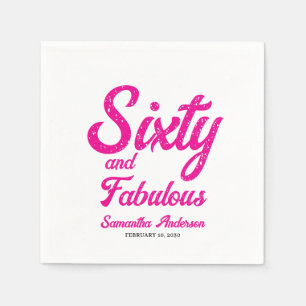 Modern Sixty and Fabulous Pink 60th Birthday Party Napkin
