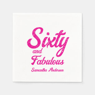 Modern Sixty and Fabulous Pink 60th Birthday Party Napkin