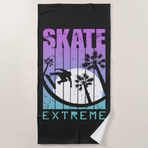 Modern Skate Extreme Skateboarding Fun Tropical Beach Towel