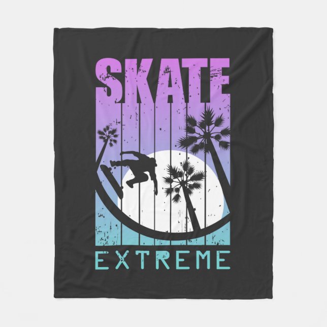 Modern Skate Extreme Skateboarding Fun Tropical Fleece Blanket (Front)