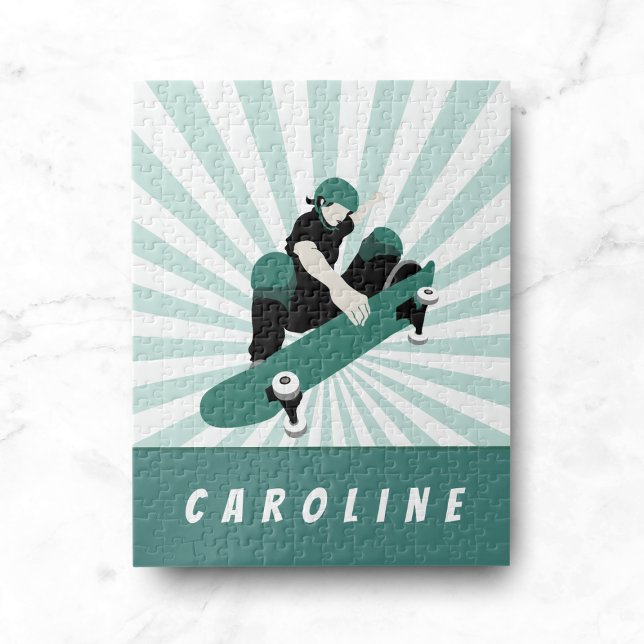 Modern Skateboarding Girls Skater Name Cool Sports Jigsaw Puzzle (Creator Uploaded)