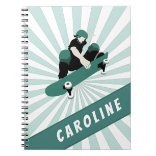 Modern Skateboarding Girls Skater Name Cool Sports Notebook