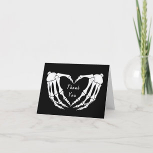 Modern Skeleton Gothic Hands Love Heart Shape Thank You Card
