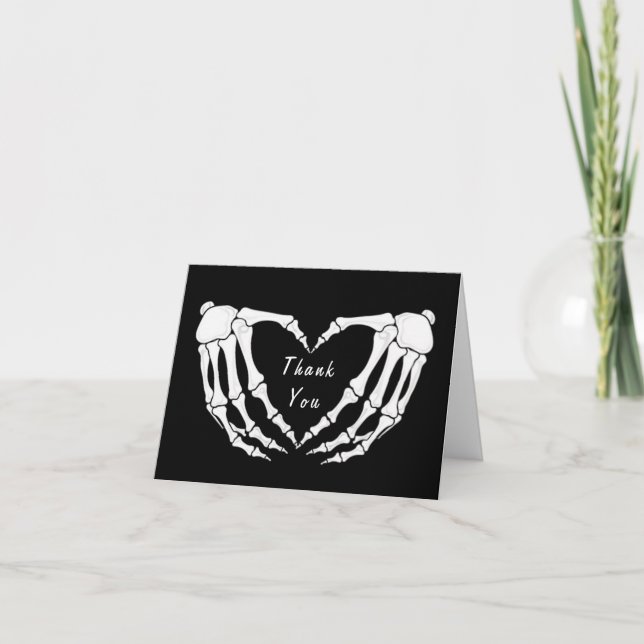 Modern Skeleton Gothic Hands Love Heart Shape      Thank You Card (Front)