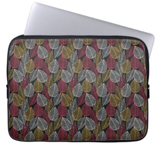 Modern Skeleton Leaves Autumn Pattern Laptop Sleeve