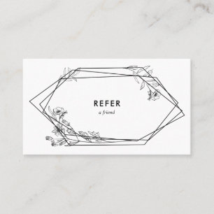 Modern Sketch Geometric Floral Referral Card