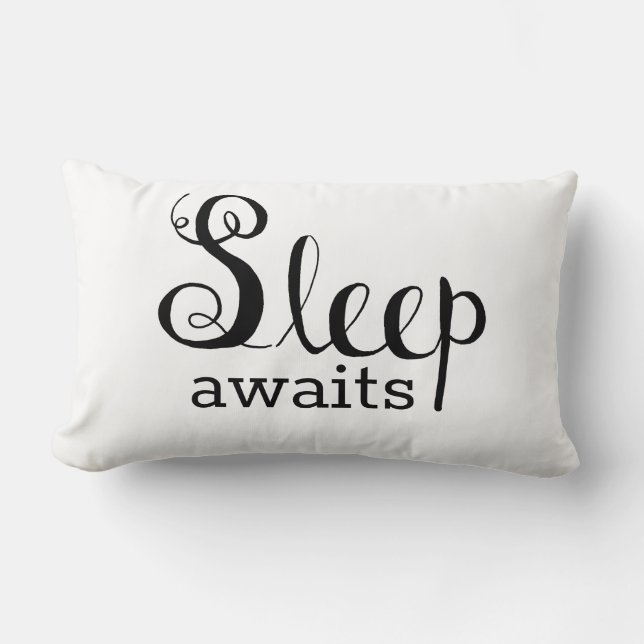 Modern Sketchy Minimalist Sleep Awaits Geo Lumbar Cushion (Front)