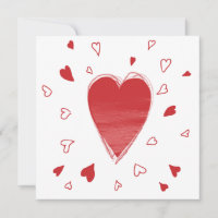 Modern Sketchy Red Love Hearts