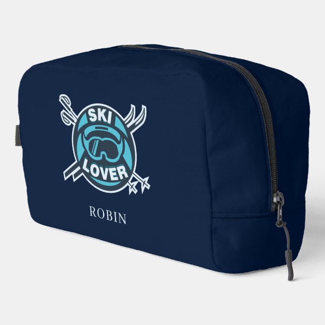 Modern Ski Lover Personalised Winter Slopes Dopp Kit (Right Corner)