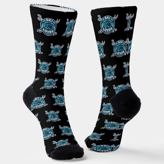 Modern Ski Lover Personalised Winter Slopes Swag Socks (Angled)