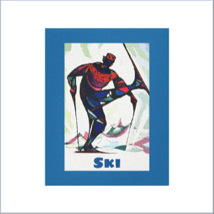 Modern Skier in Colourful Sweater Canvas Print