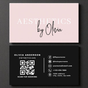 Modern Skincare Esthetician QR Code Blush Pink  Business Card