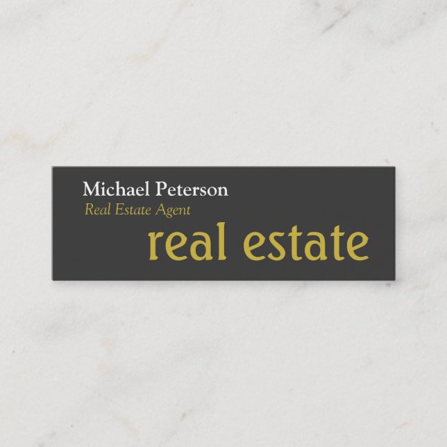 Modern Skinny Grey Gold Colour Agent Business Card (Front)
