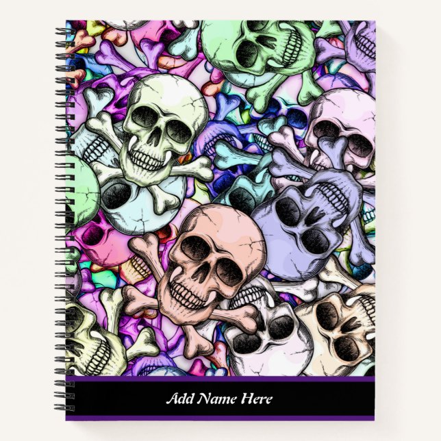 Modern Skull Colourful Pattern  Notebook (Front)