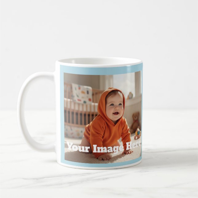 Modern Sky Blue Customisable Mug (Left)