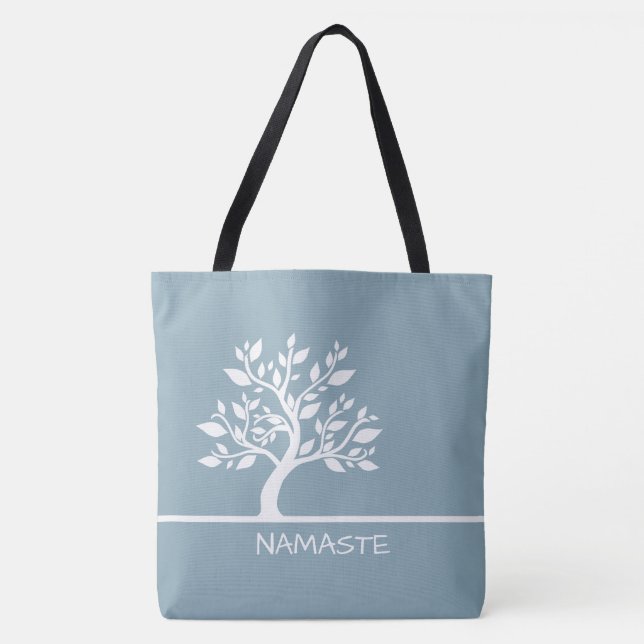 Modern Sky Blue Elegant Classy Tree YOGA Tote Bags (Front)