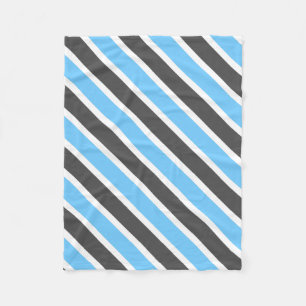 Modern Sky Blue Grey Diagonal Stripes Fleece Blanket