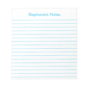 Modern Sky Blue Lined Personalised Notepad