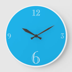 Modern Sky Blue Solid colour Basic minimalist  Large Clock