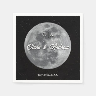 Modern Sky Starry Night Full Moon Wedding  Napkin