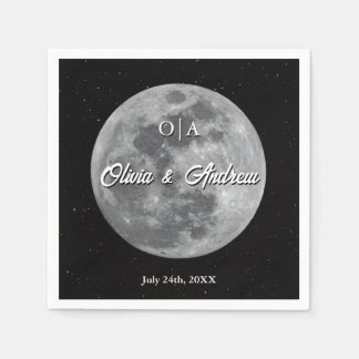 Modern Sky Starry Night Full Moon Wedding Napkin