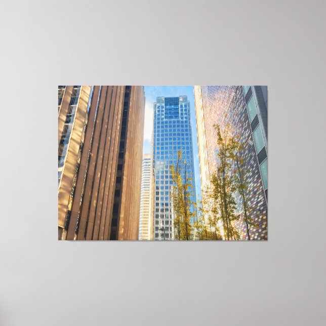 Modern Skyline with Autumn Tree Canvas Print (Front)