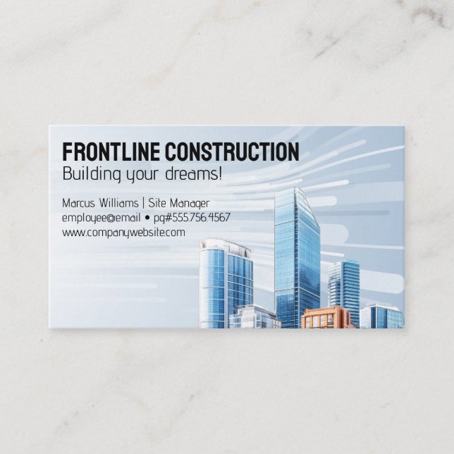 Modern Skyscraper Buildings | Downtown City Business Card (Front)