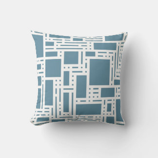 Modern Slate Blue Abstract Geometric Throw Pillow
