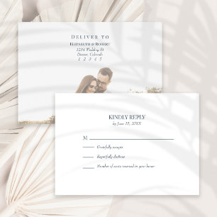 Modern Slate Blue Custom Photo Wedding RSVP Card