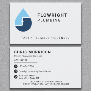 Modern Slate Gray Plumbing Professional Business Card