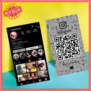 Modern Slate Grey Salon Instagram QR Business Card