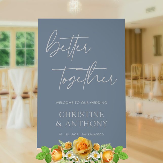 Modern Slate Grey & Silver Better Together Wedding Acrylic Sign (Modern Slate Gray & Silver Better Together Wedding Acrylic Sign)