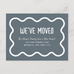 Modern Slate Grey Wavy Border We've Moved Moving Announcement Postcard