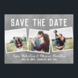 Modern Slate Snapshots Save The Date 3 Photo<br><div class="desc">Share your news with this chic save the date card featuring three snapshot photos and a textured grey background.</div>