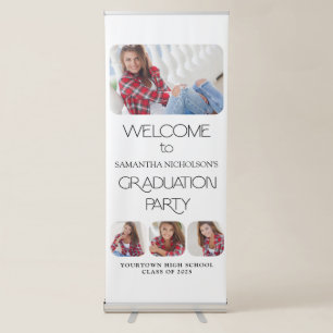 Modern Sleek 4- Photo Graduation Welcome Retractable Banner
