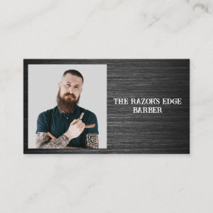 Modern Sleek Black and Grey Barbershop Business Card