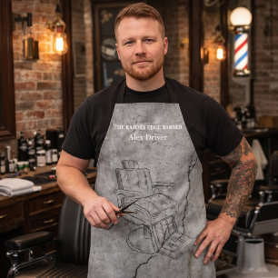 Modern Sleek Black and Grey Barbershop  Photo Apron