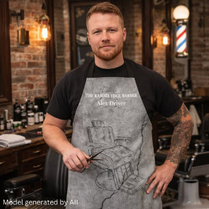 Modern Sleek Black and Grey Barbershop Photo Apron