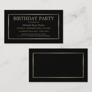 Modern & Sleek, Black/Gold Birthday Party Ticket