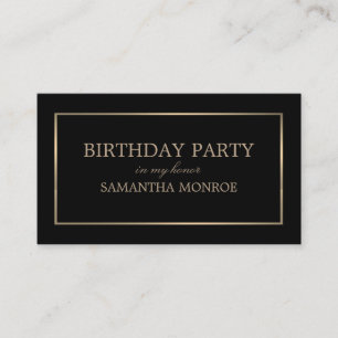 Modern/Sleek, Black & Gold, Birthday Party Ticket Enclosure Card